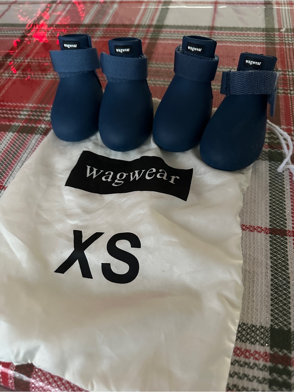 Wagwear Wagwellies Navy Dog Boots with Hook-and-Loop Straps - XS